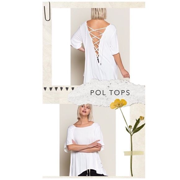 𝅺laced Up Back Blouse in Ivory - Picture 1 of 14